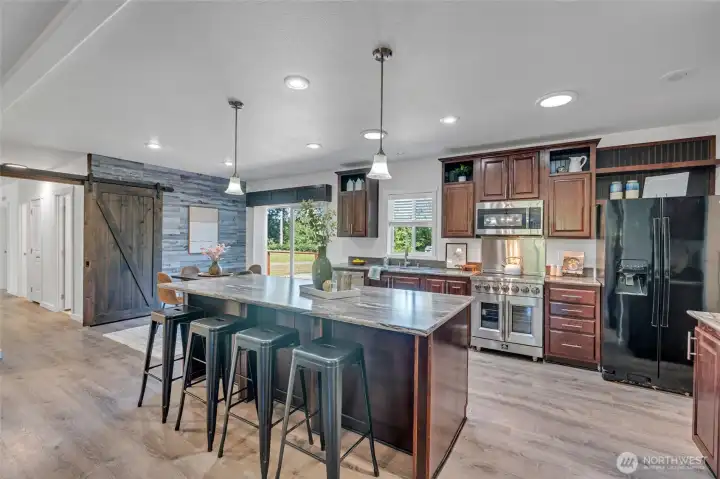 Large kitchen island with seating for four