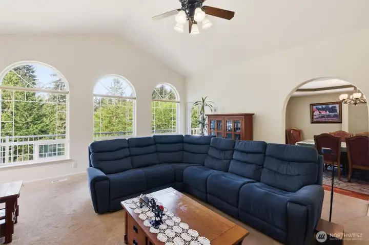 Living room adjoins the formal dining room.