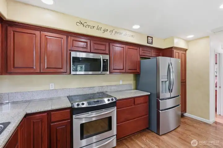 Newer stainless steel appliances.