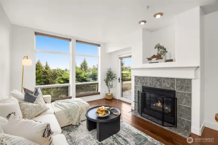 Relax by the cozy gas fireplace