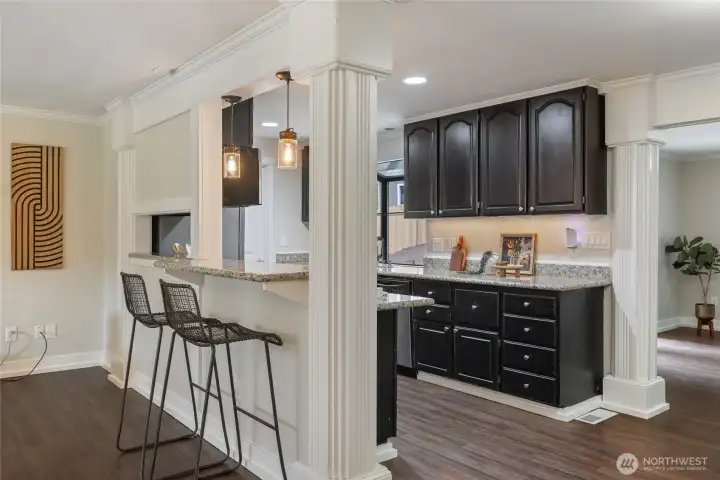Kitchen and bar area