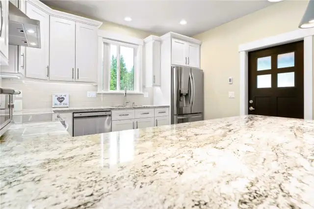 Shimmering countertops are a kaleidoscope of beauty