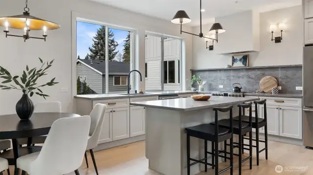 Kitchen with additional seating space.