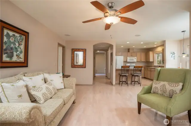 For those of us who love open concept living, here you go!  This home has the best of both worlds- fancy and formal in the front, cozy and inclusive in the back.