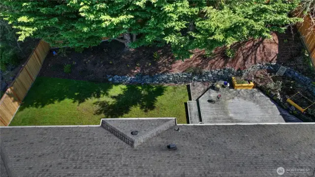 Fun drone shot of your new backyard.  It's big, but not too big- allowing for yarden time and relaxation.