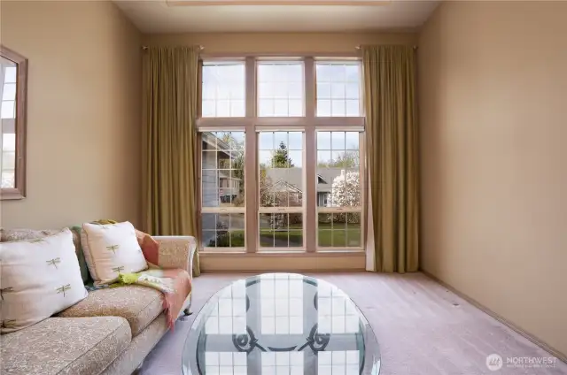Large picture window lets natural light stream in- beautiful on our sunny days and soooo necessary on our greyer days.