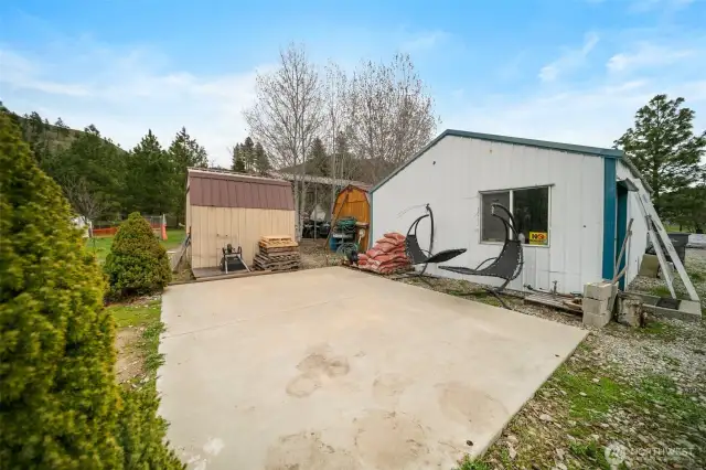 Patio behind the shop.