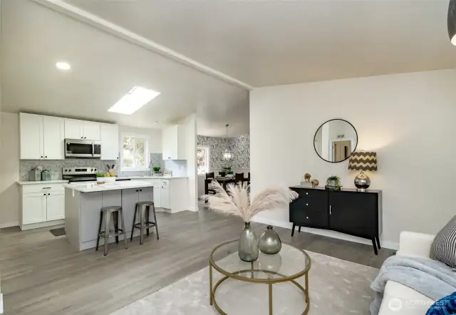 This view shows the open concept design of this home