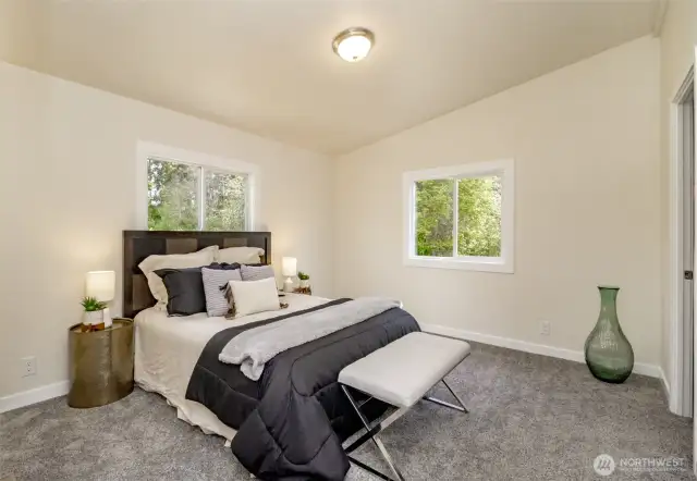 The primary suite is large enough for king size living