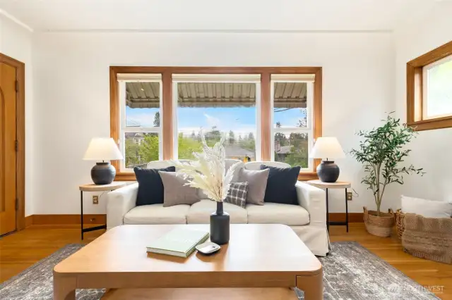 Perched above the street, bathed in lovely light, warm, inviting, familiar.  Home.