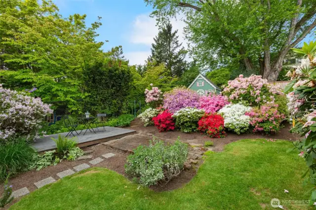 Magical, serene, fully-fenced oasis garden - a joyful riot of color!