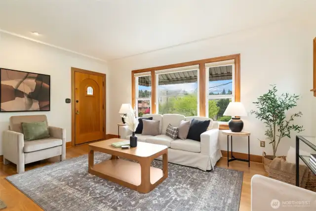 Perched above the street, bathed in lovely light, warm, inviting, familiar.  Home.