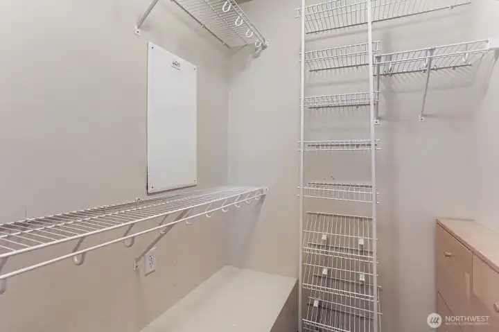 Primary bedroom's walk in closet.