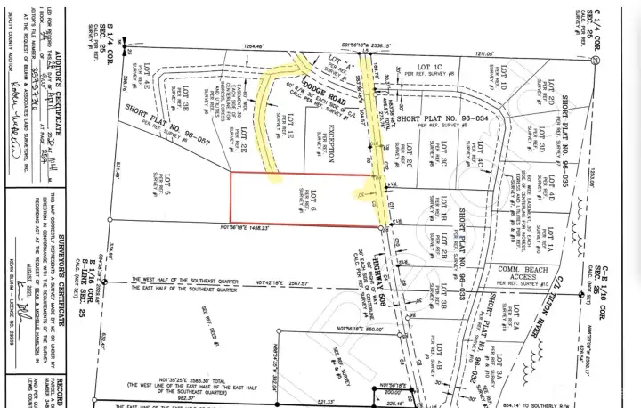 plat map depicting easement to property