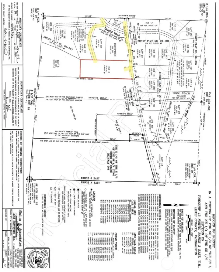 plat map depicting easement to property