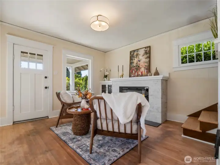 The spacious living room invites you in.