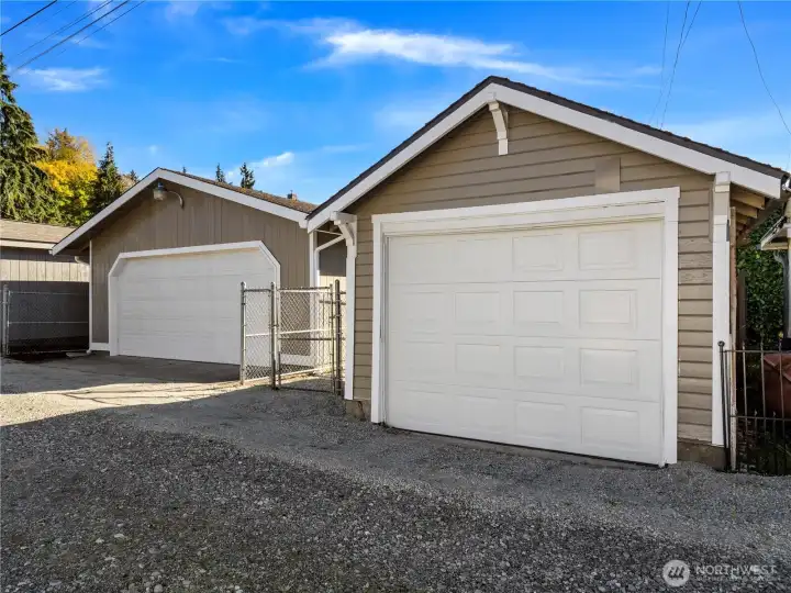 The two free-standing garages has easy alley access.