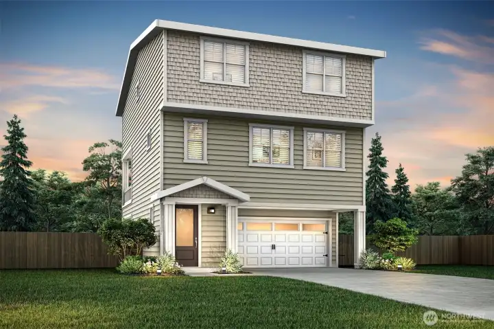 Example of the Evergreen floor plan to be located at 15102 87th Pl E