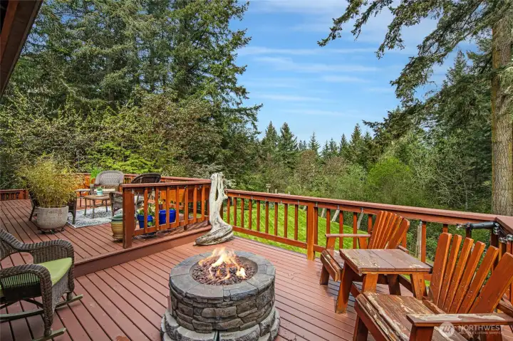 Thoughtfully designed deck spaces offer multiple areas for gathering, from cozy fireside evenings to quiet mornings surrounded by nature.