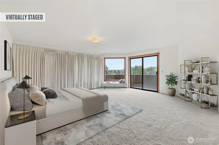 Virtually Staged Looking into the spacious and light-filled primary bedroom. Virtually Staged Virtually Staged Looking into the spacious and light-filled primary bedroom. Virtually Staged
