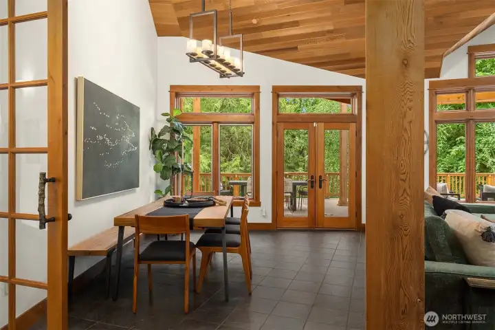 French doors & wood wrapped windows are featured throughout this entire lovely home.