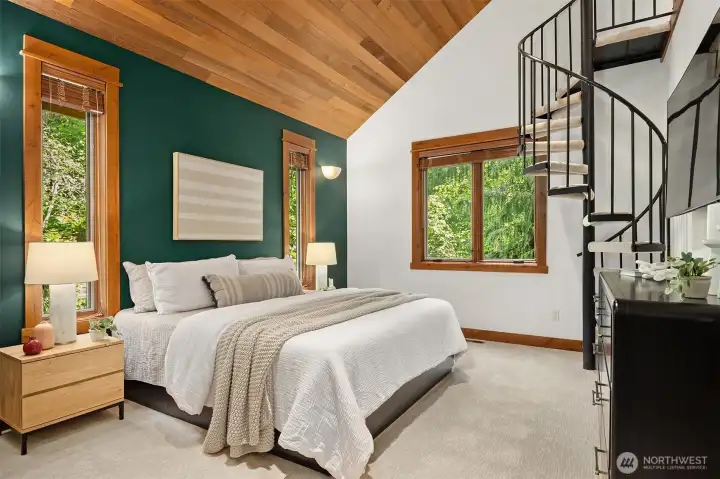 Bedroom #2 with fun play/work loft & ensuite.