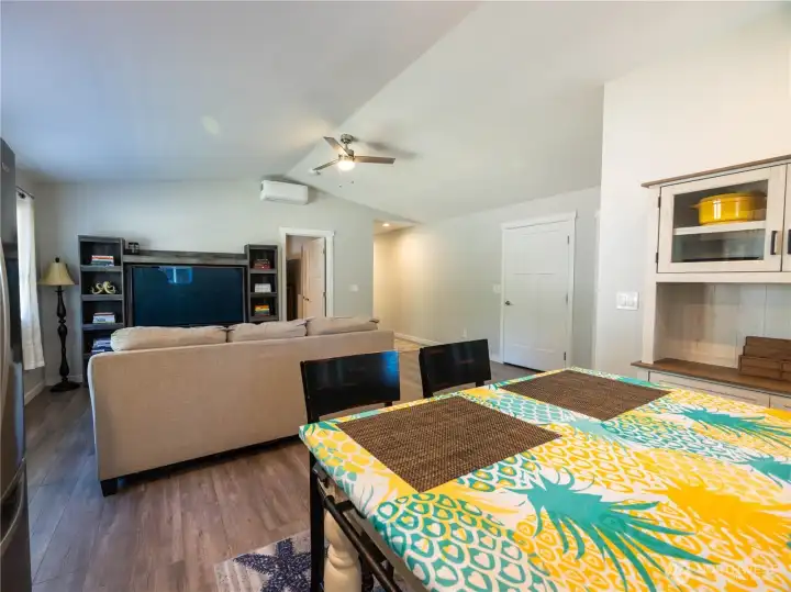 Open layout with high ceilings