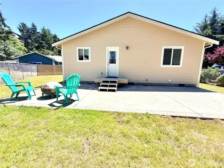 Spacious backyard with huge patio
