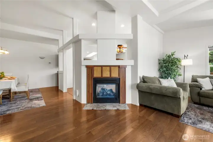 Double sided propane fireplace for those cool PNW evenings. Double sided propane fireplace for those cool PNW evenings.