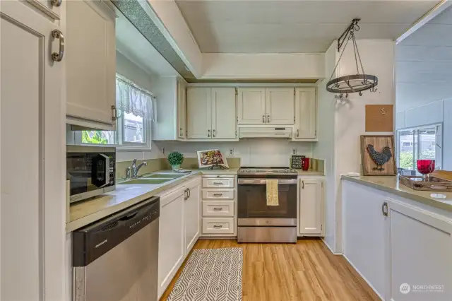 Open kitchen with ample counter spaces