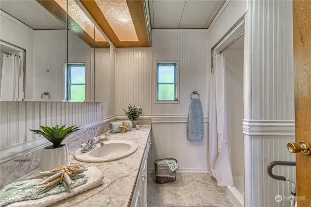 Primary bedroom bathroom with walk-in Shower