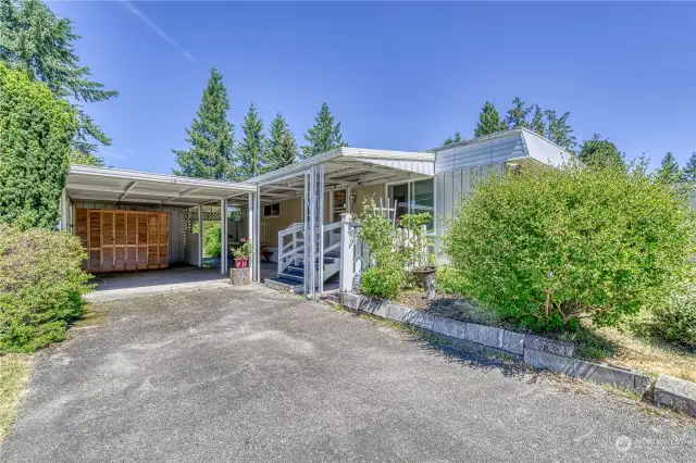 Drive up entry to covered carport