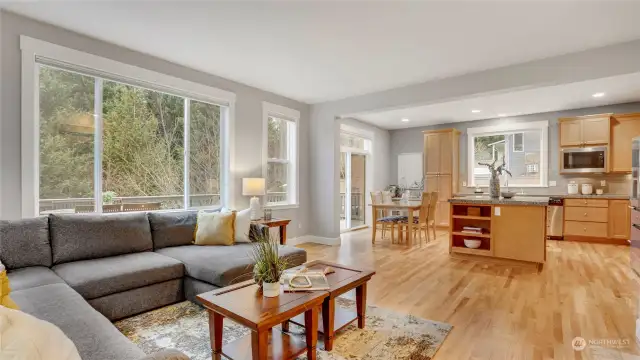 Beautiful family room with a view of the backyard