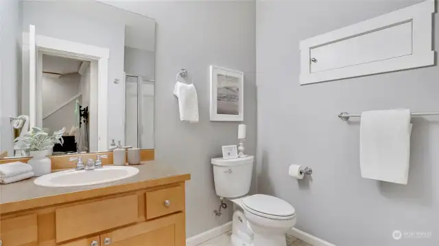 Downstairs bathroom with shower