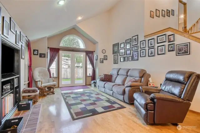 Vaulted ceiling brings in the light and the feeling of a larger home.