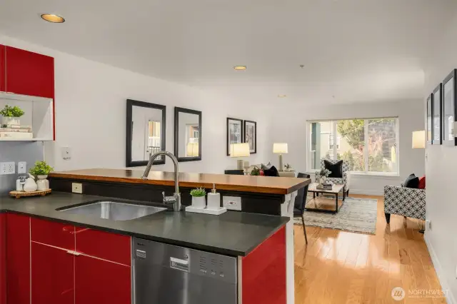 Open kitchen for entertaining and loads of natural light.