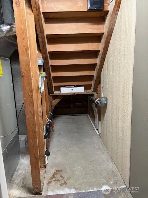 Laundry hook ups for stack unit under the stairs