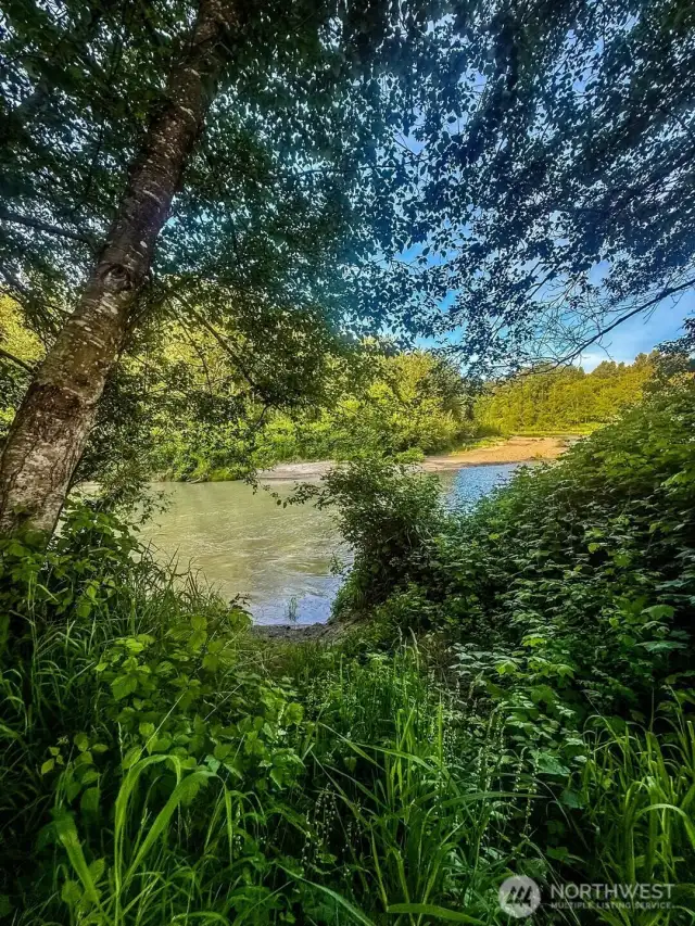 Looking down at the river on personal riverfront.