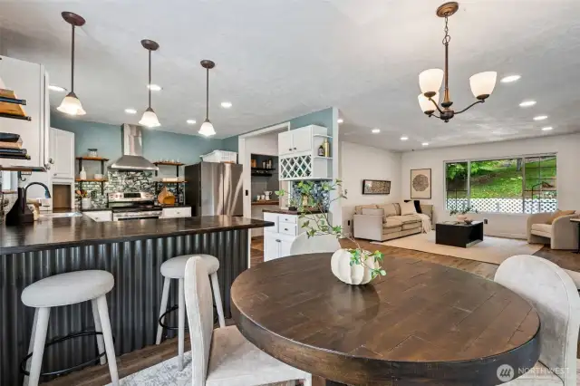 Dining space looking into kitchen