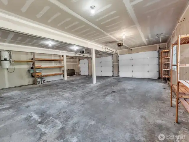 Large, 2.5 car garage with interior entry into house.