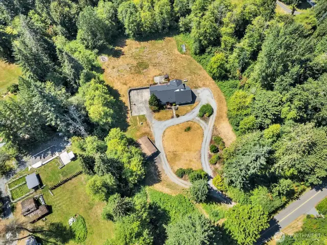 A home tucked into the trees.