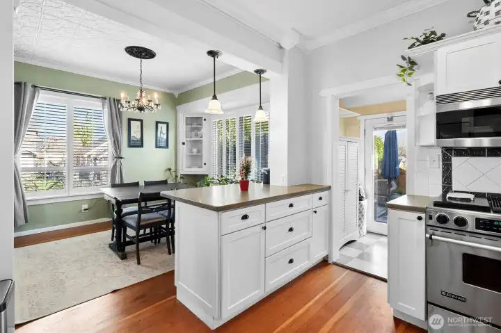 Kitchen flows seamlessly into main living spaces