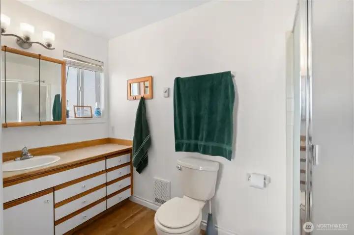 Extra large vanity in here, primary ensuite bathroom.