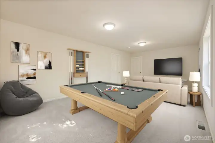 Large bonus 5th bedroom with walk-in closet that could be used for multipel things including home theater, media room, game room, office, etc