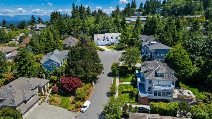 Drone shoot looking at home at the end of a cul de sac