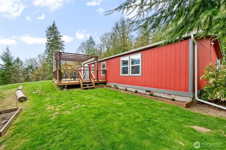 Back deck where you can sit and enjoy coffee or cocktails and just stare at the majestic mountains.
