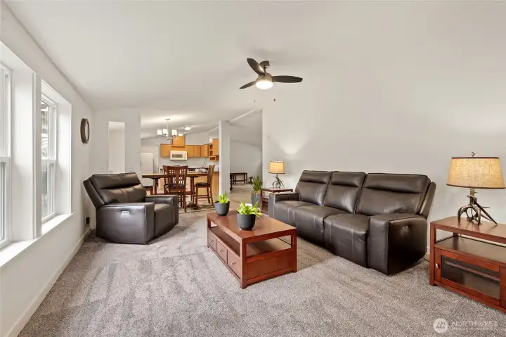 Family room looking into the kitchen