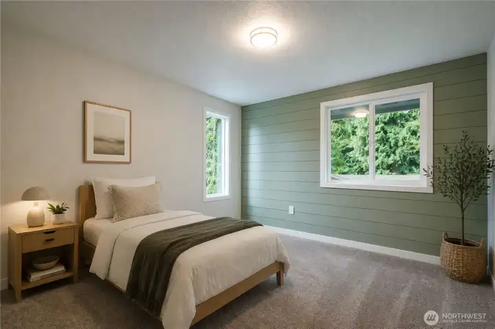 Bedroom #1 looking back at the door. Other door is a walk-in closet