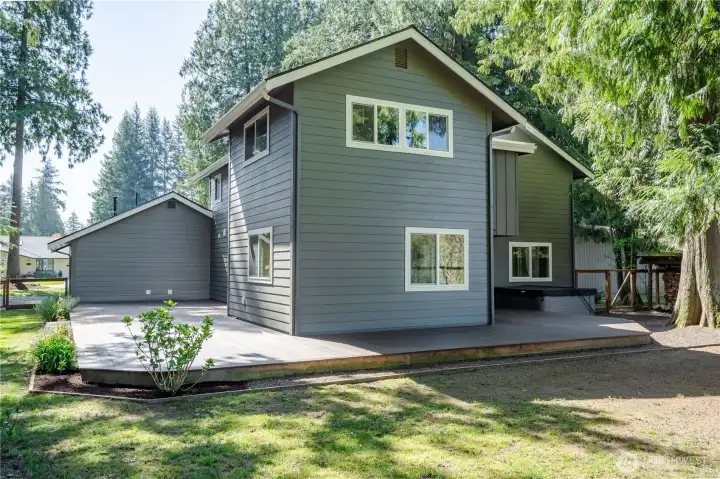 Rear of the house. Deck is made from Cumaru Brazilian hardwood
