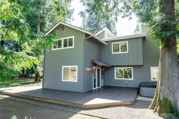 Rear of the house. Deck is made from Cumaru Brazilian hardwood